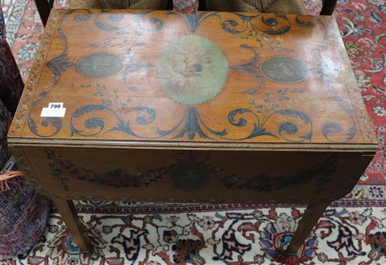 An Edwardian painted satinwood Pembroke table 2ft 6in.
